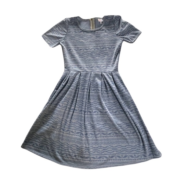 LULAROE Simply Comfortable Amelia Midi Skater Geometric Print Dress w Back Zip - Picture 3 of 13